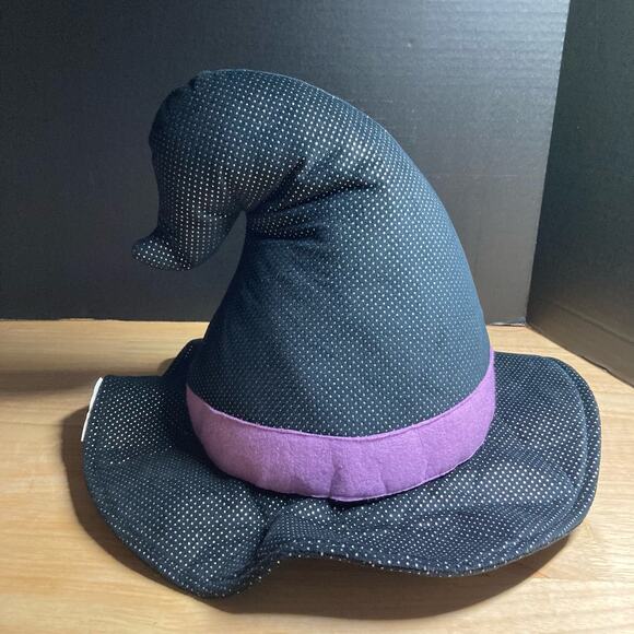 Witch Hat Plush Stuffed Holiday Decor Unbranded Blk Wht Purple. Pre-Owned - Picture 3 of 10